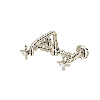 Rohl Acqui Wall Mount Bridge Lavatory Faucet With U-Spout Cross Handles - A1423XM-2