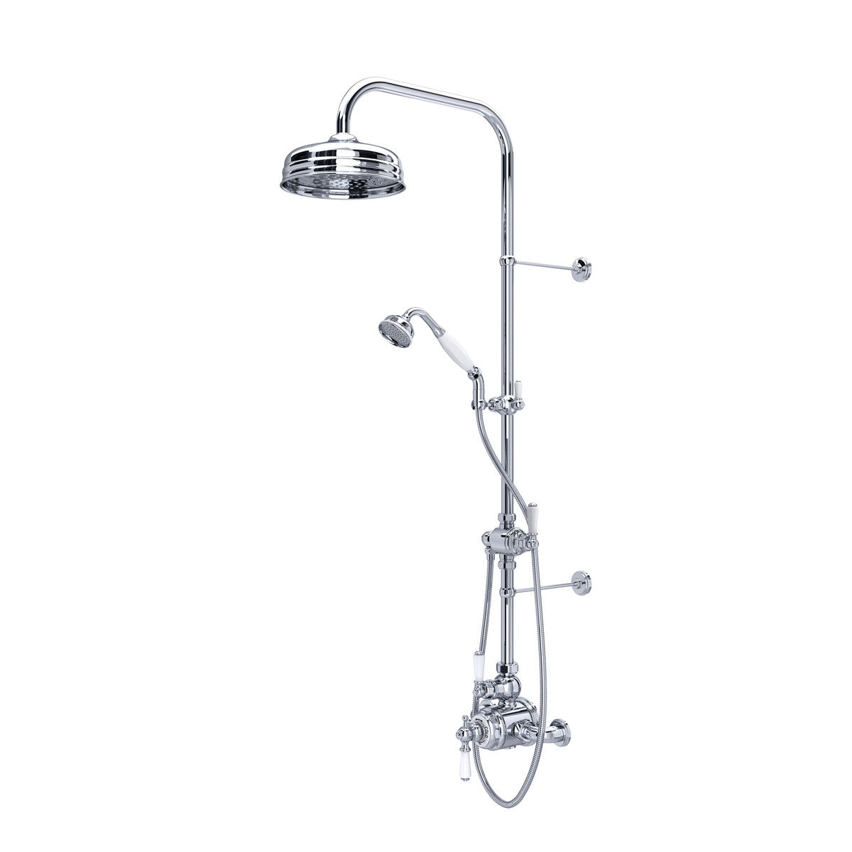 Perrin & Rowe Edwardian 3/4" Exposed Wall Mount Thermostatic Shower System, Lever Handles