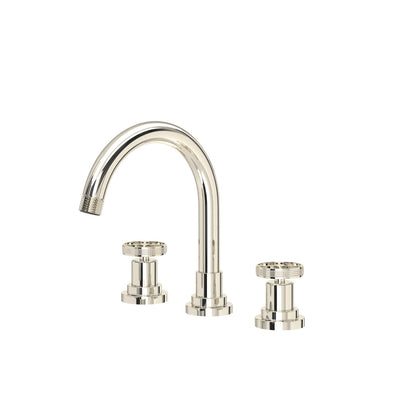 Robinet de lavabo écarté Rohl Campo avec bec en C, poignée à roue industrielle - CP08D3IW