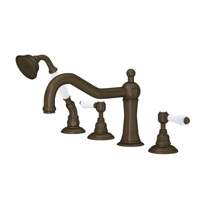 Rohl Acqui 4-Hole Deck Mount Tub Filler Porcelain Lever Handles - A1404LP