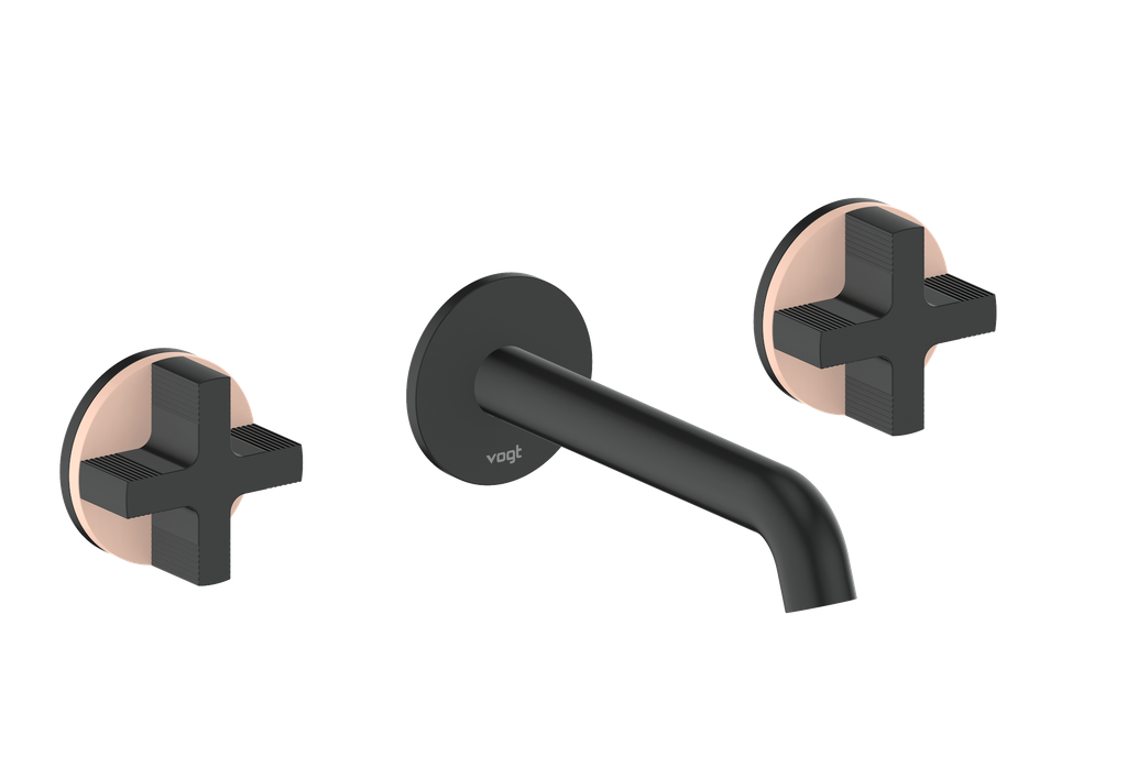 Vogt Mond 8" C.C. Wall-Mount Lavatory Faucet in Matte Black, With Rough-In