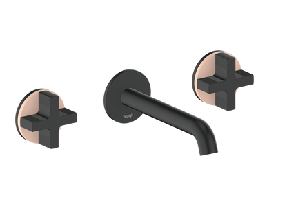 Vogt Mond 8" C.C. Wall-Mount Lavatory Faucet in Matte Black, With Rough-In