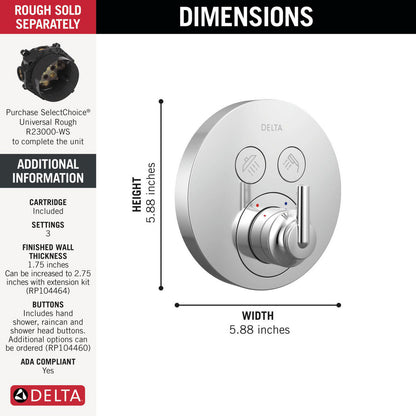Delta Trinsic SelectChoice Round Contemporary Push-Button Shower Trim - T37T259