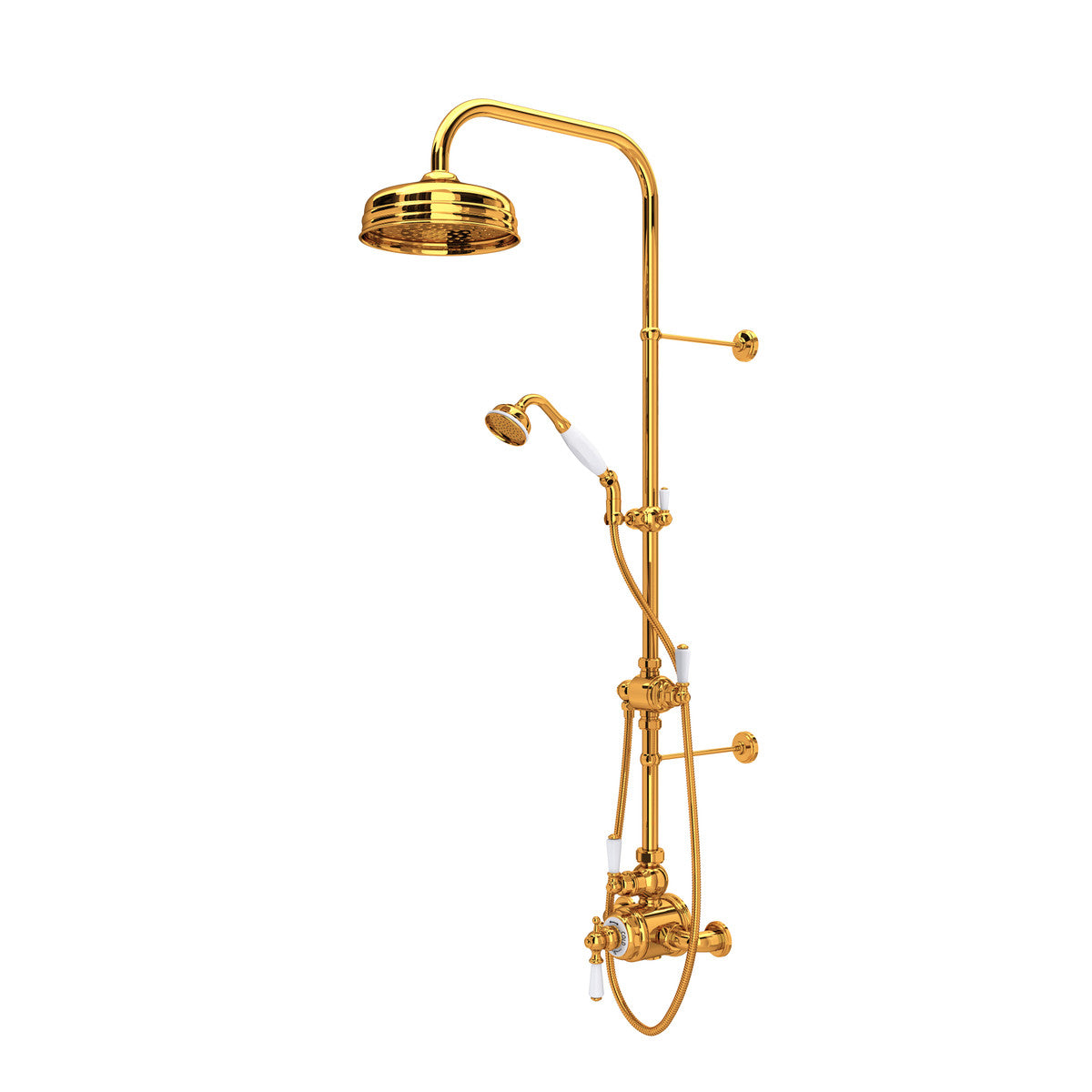 Perrin & Rowe Edwardian 3/4" Exposed Wall Mount Thermostatic Shower System, Lever Handles