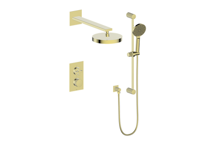 Vogt Mond Ensemble de finition de système de douche thermostatique à 2 voies uniquement, or brossé