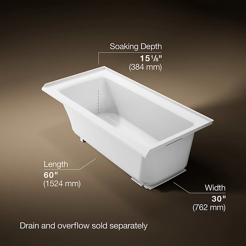 Kohler Archer 60" x 30" Alcove Bath, Right Drain