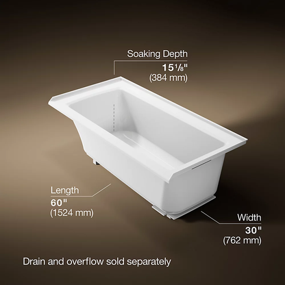 Kohler Archer 60" x 30" Alcove Bath, Right Drain