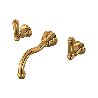 Perrin & Rowe Edwardian Wall Mount Lavatory Faucet Trim With Column Spout Lever Handle