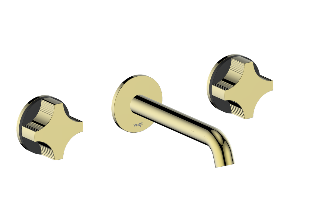 Vogt Mond 8" C.C. Wall-Mount Lavatory Faucet in Brushed Gold, With Rough-In