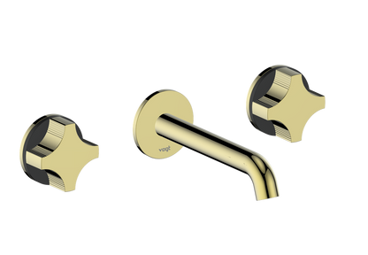 Vogt Mond 8" C.C. Wall-Mount Lavatory Faucet in Brushed Gold, With Rough-In