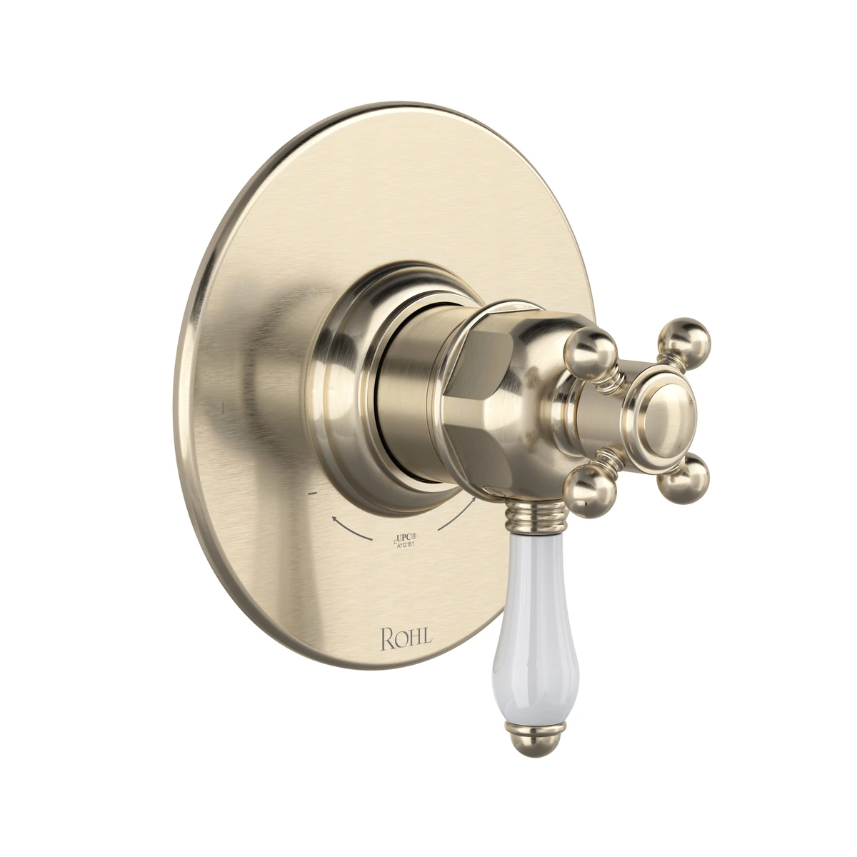 Rohl Acqui 1/2" Therm & Pressure Balance Trim With 2 Functions (No Share), Porcelain Lever Handle - TTD44W1LP