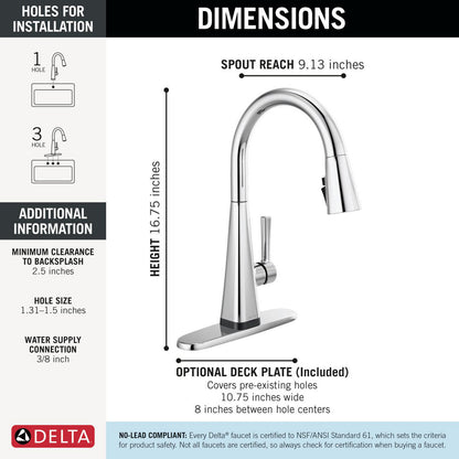 Delta Lenta Single-Handle Pull-Down Kitchen Faucet With Touch2O Technology