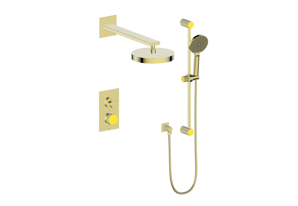 Vogt Mond Ensemble de finition de système de douche thermostatique à 2 voies uniquement, or brossé