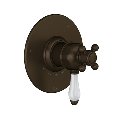 Rohl Acqui 1/2" Therm & Pressure Balance Trim With 3 Functions (No Share), Porcelain Lever Handle - TTD47W1LP