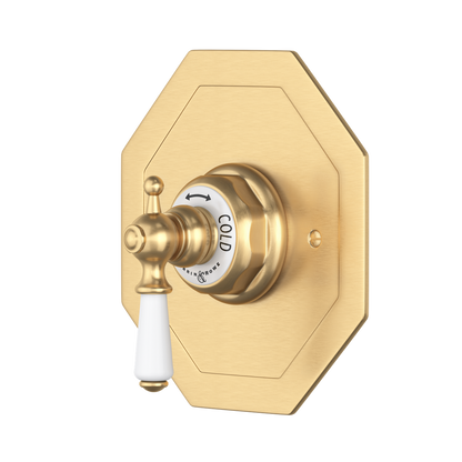 Perrin & Rowe Edwardian 3/4" Octagonal Thermostatic Trim Without Volume Control, Lever Handle