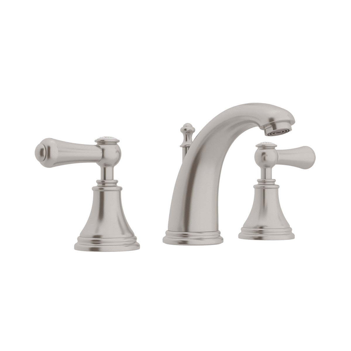 Perrin & Rowe High Neck Georgian Era Widespread Lavatory Faucet, White Porcelain Lever Handle