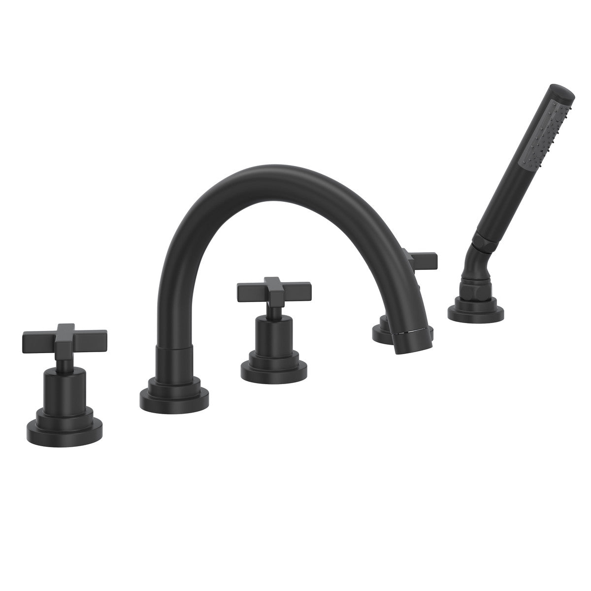 Rohl Lombardia 5-Hole Deck Mount Tub Filler With C-Spout & Cross Handles - A2214XM