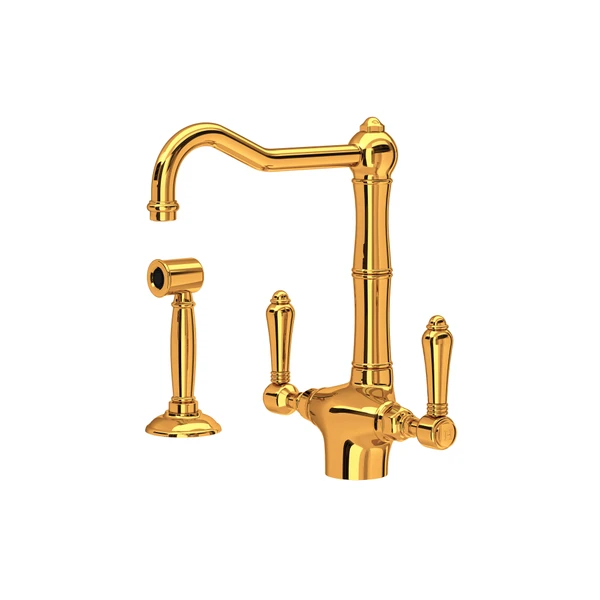Rohl Acqui Two Handle Kitchen Faucet With Side Spray & Lever Handles - A1679LMWS-2