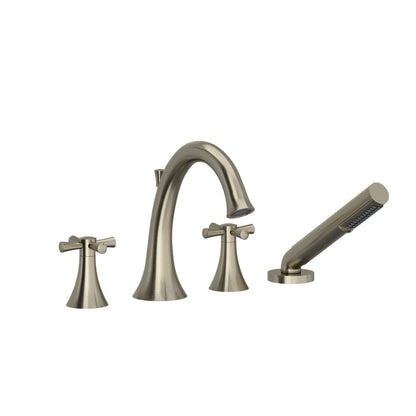 Riobel Edge 4-Hole Deck Mount Tub Filler With Cross Handles
