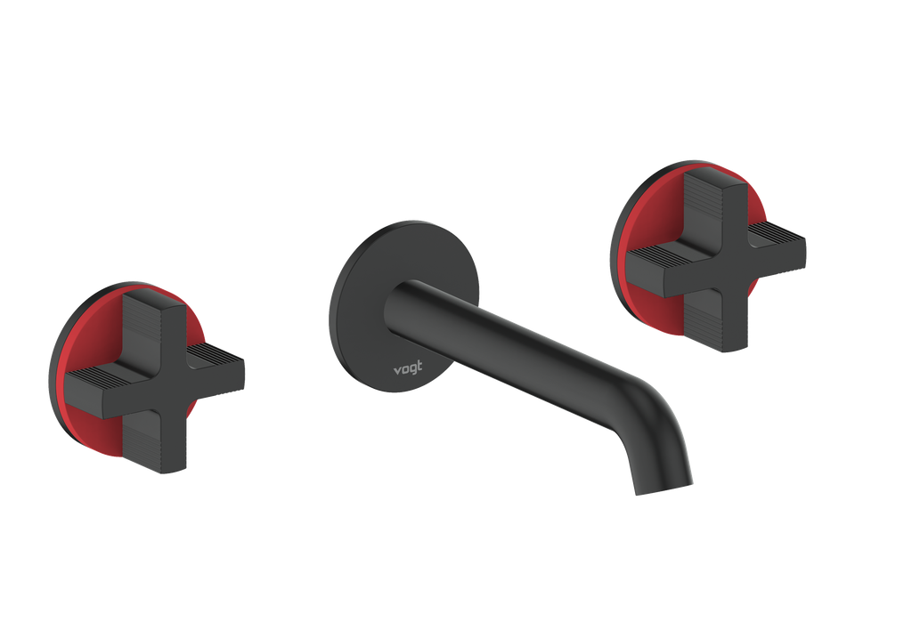 Vogt Mond 8" C.C. Wall-Mount Lavatory Faucet in Matte Black, Trim Only