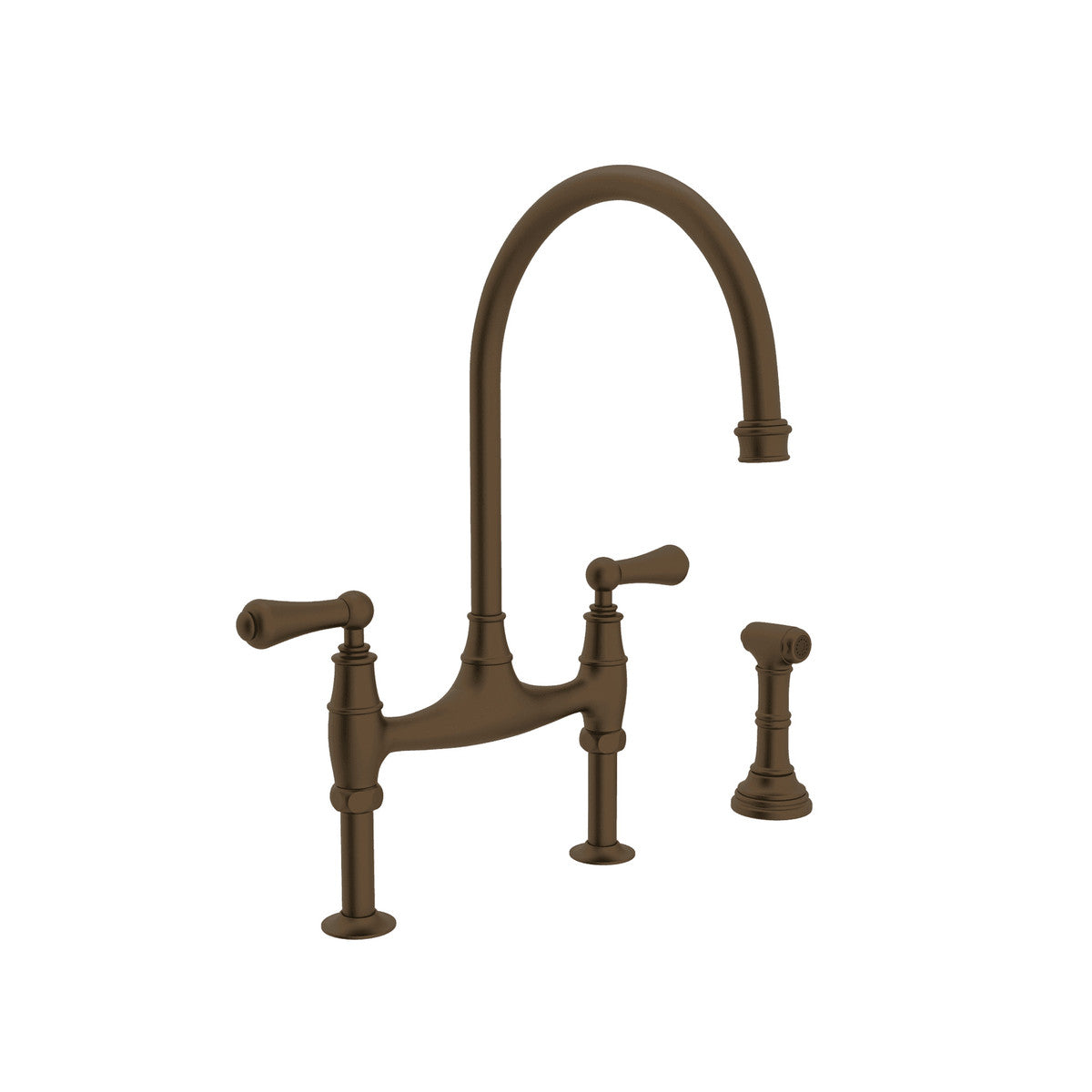 Perrin & Rowe Georgian Era Bridge Kitchen Faucet With Sidespray, Lever Handle