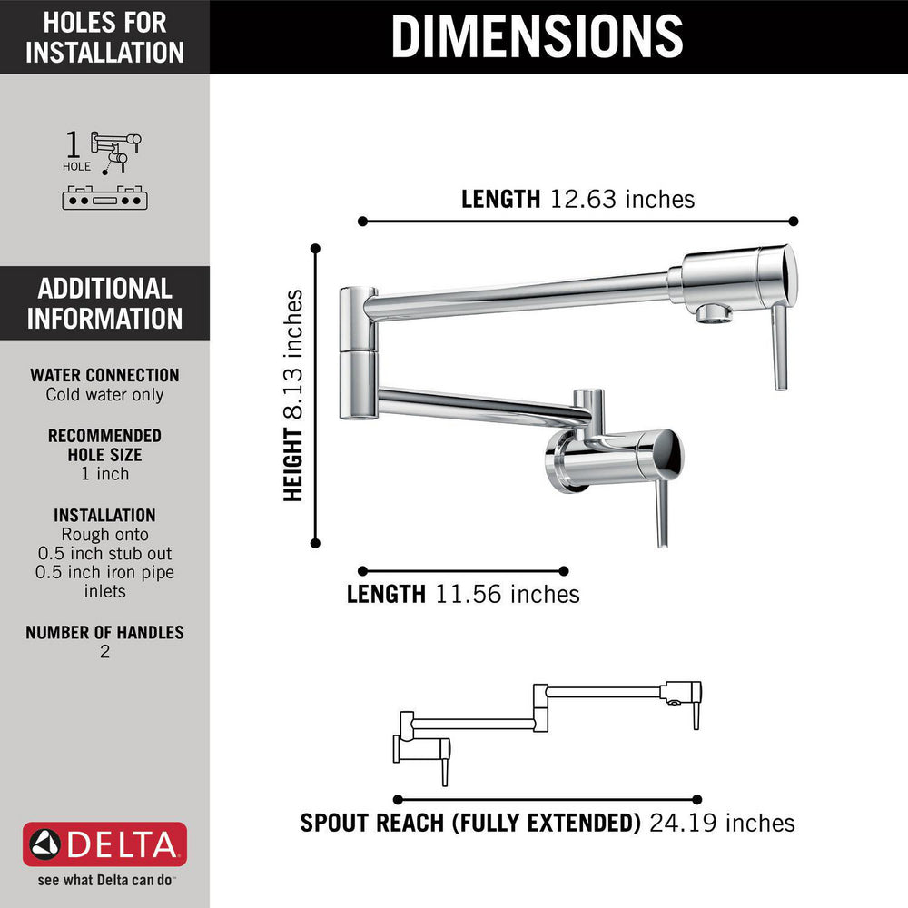 Delta Contemporary Pot Filler 4.3 GPM