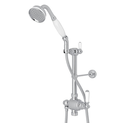 Perrin & Rowe Riser Diverter, Handshower, Handshower Holder, Hose And 8" Thermostatic Outlet