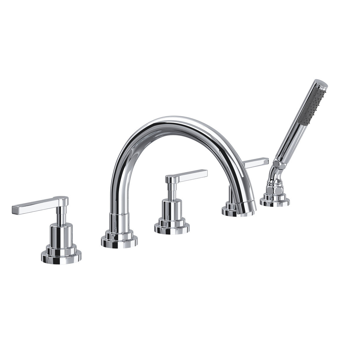 Rohl Lombardia 5-Hole Deck Mount Tub Filler With C-Spout & Lever Handles - A2214LM