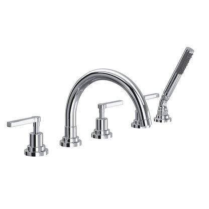 Rohl Lombardia 5-Hole Deck Mount Tub Filler With C-Spout & Lever Handles - A2214LM