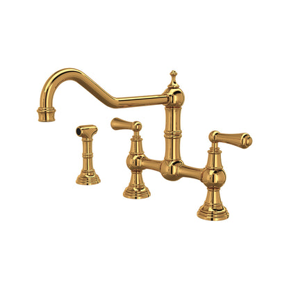 Perrin & Rowe Edwardian Bridge Kitchen Faucet With Sidespray