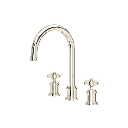 Perrin & Rowe Armstrong Widespread Lavatory Faucet With C-Spout- Cross Handle