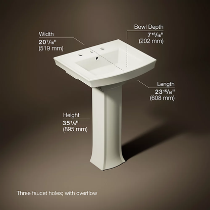 Kohler Archer 24" Rectangular Pedestal Bathroom Sink