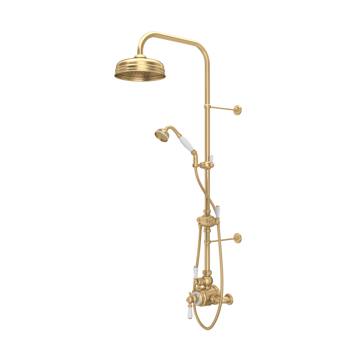 Perrin & Rowe Edwardian 3/4" Exposed Wall Mount Thermostatic Shower System, Lever Handles