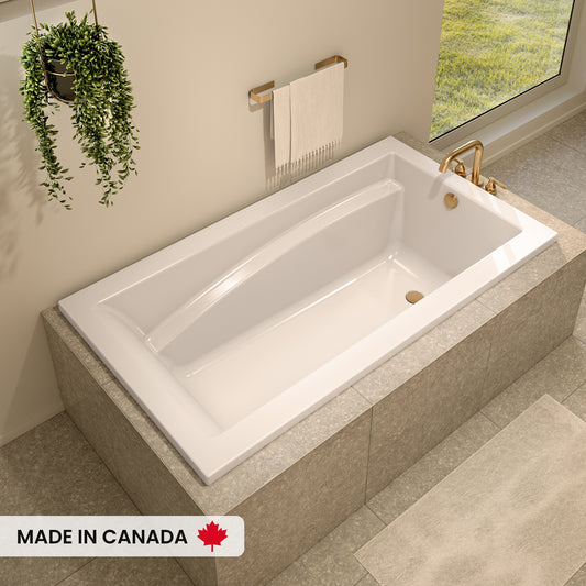 Maax Optik 6636 Acrylic Alcove End/Right/Left Drain Bathtub in White