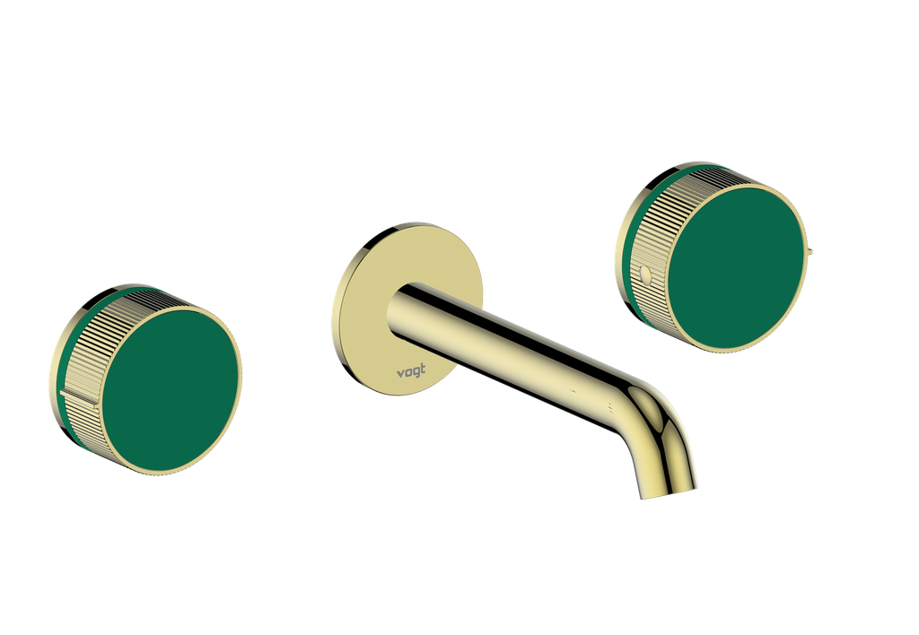 Vogt Mond 8" C.C. Wall-Mount Lavatory Faucet in Brushed Gold, With Rough-In