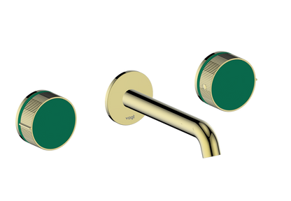 Vogt Mond 8" C.C. Wall-Mount Lavatory Faucet in Brushed Gold, With Rough-In