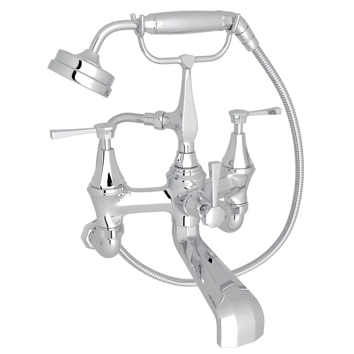 Perrin & Rowe Deco Exposed Wall Mount Tub Filler With Handshower