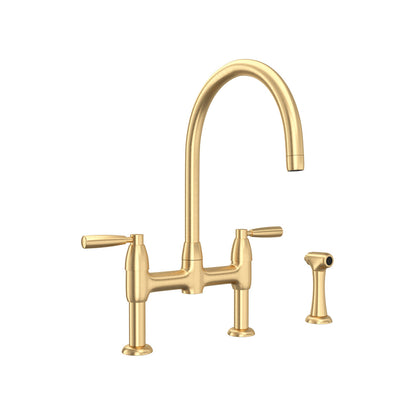 Perrin & Rowe Holborn Bridge Kitchen Faucet With C-Spout And Side Spray 1.5 GPM