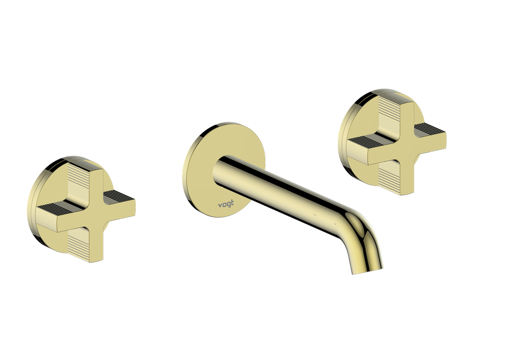 Vogt Mond 8" C.C. Wall-Mount Lavatory Faucet in Brushed Gold, With Rough-In