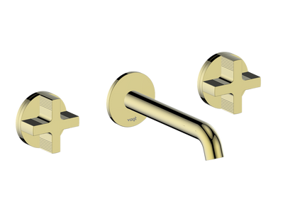 Vogt Mond 8" C.C. Wall-Mount Lavatory Faucet in Brushed Gold, With Rough-In