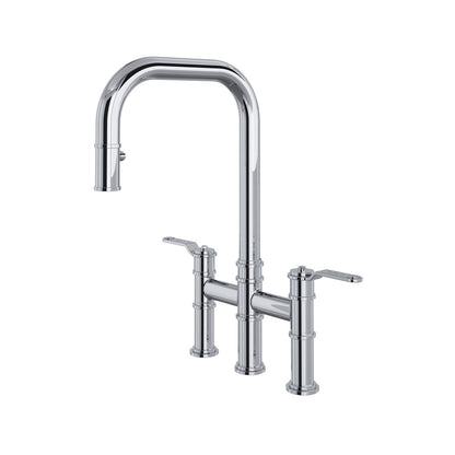 Perrin & Rowe Armstrong Pull-Down Bridge Kitchen Faucet With U-Spout Dual Spray 1.8 GPM