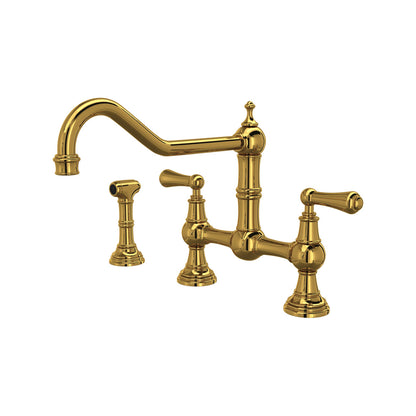 Perrin & Rowe Edwardian Bridge Kitchen Faucet With Sidespray