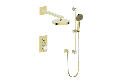Vogt Mond 2-Way Thermostatic Shower System With Rough-In Valve, Brushed Gold