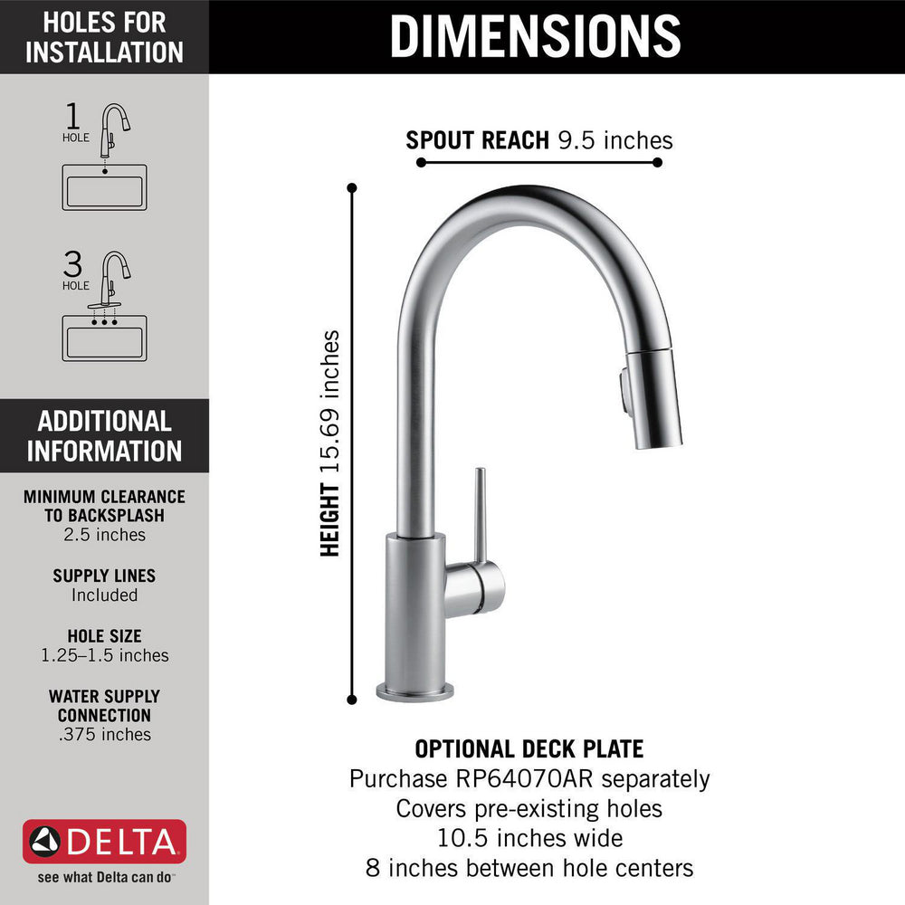 Delta Trinsic Single Handle Pull-Down Kitchen Faucet 1.8 GPM