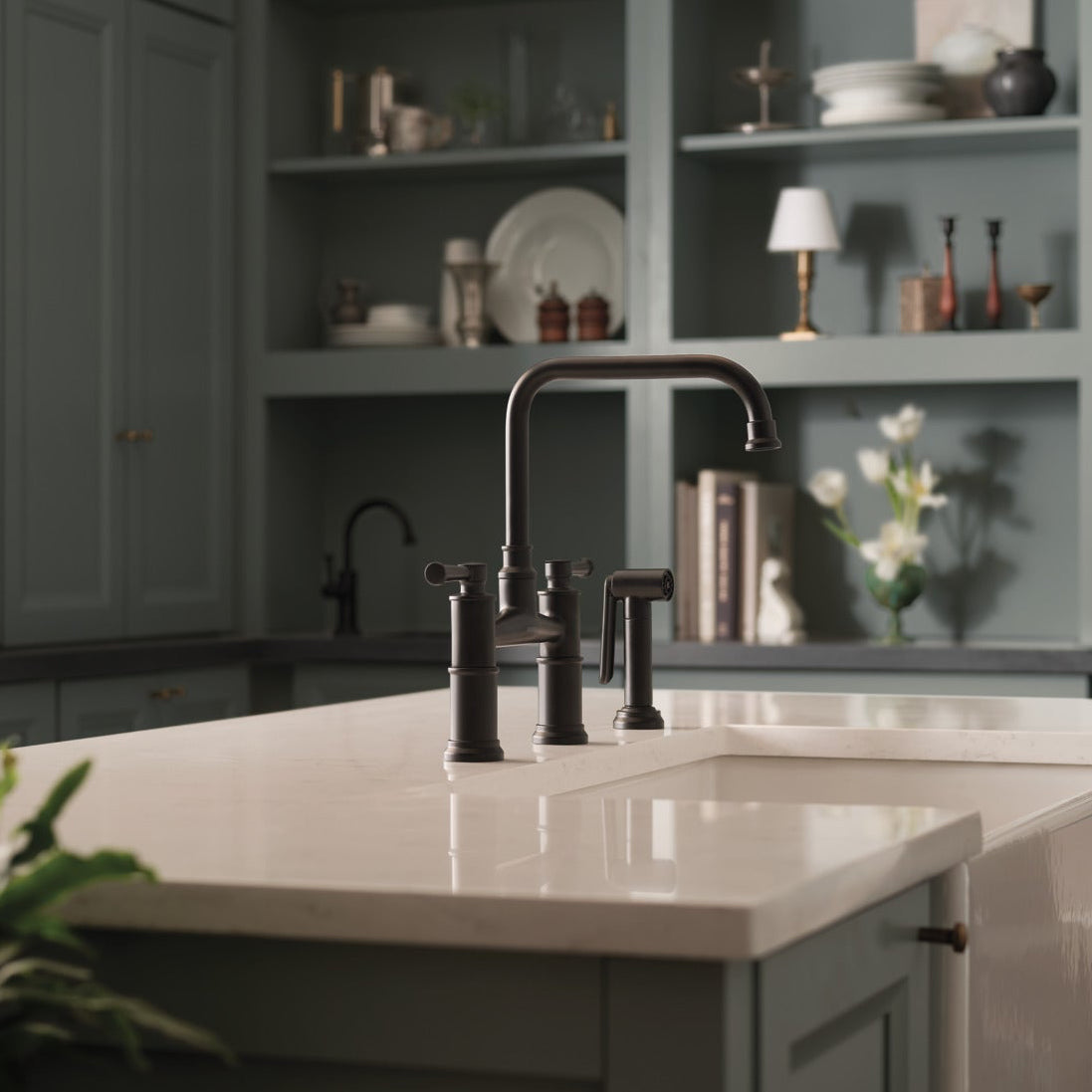 Brizo Artesso Bridge Faucet With Side Sprayer - 62525LF