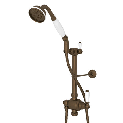 Perrin & Rowe Riser Diverter, Handshower, Handshower Holder, Hose And 8" Thermostatic Outlet