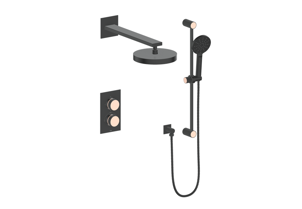 Vogt Mond 2-Way Thermostatic Shower System Trim Only, Matte Black