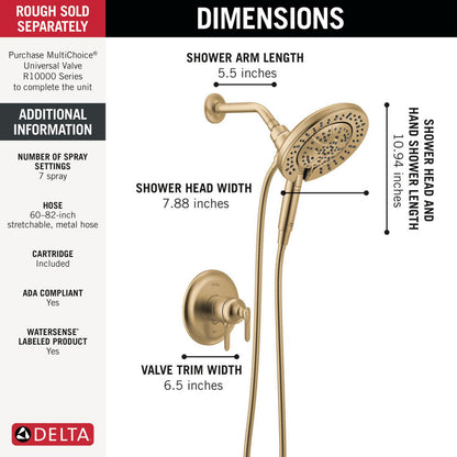 Delta T17245 Bonacci 17 Series Shower Trim with In2ition Shower Head