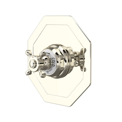 Perrin & Rowe Edwardian 3/4" Octagonal Thermostatic Trim Without Volume Control, Cross Handle