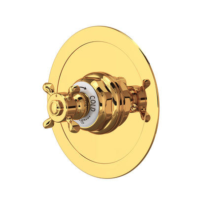Perrin & Rowe Edwardian 3/4" Round Thermostatic Trim Without Volume Control, Cross Handle